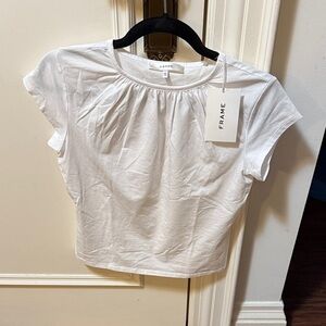 Frame Denim Women's Classic White Short Sleeve Top